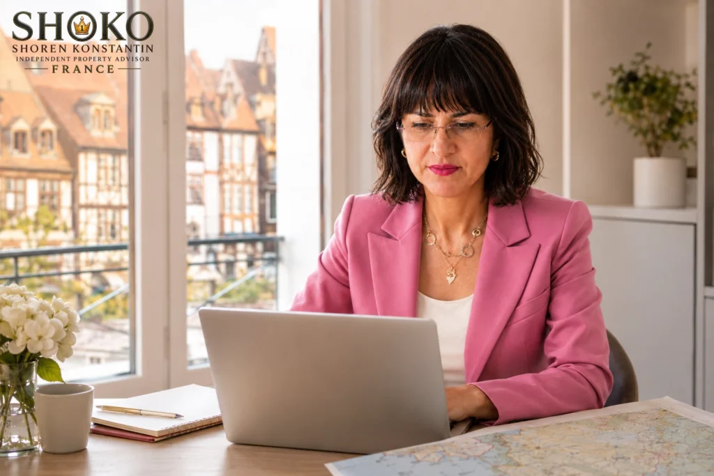 SHOKO recherchiert am Schreibtisch in Straßburg, strasbourg.life bietet deutschen Käufern fundiertes Marktwissen statt Portal. SHOKO berät Sie ehrlich.