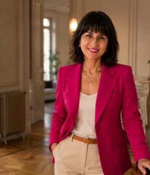 SHOKO in ihrem eleganten Büro in Straßburg, persönliche Ansprechpartnerin für deutsche Käufer beim Immobilienkauf. SHOKO arbeitet unabhängig in Ihrem Interesse.